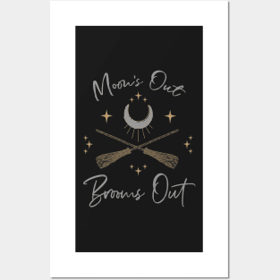 Moon's Out Brooms Out, Witchy Gift, Triple Goddess Moon, Pagan Moon Magick Posters and Art